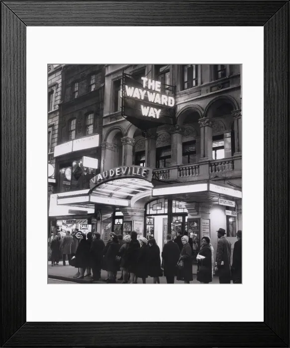 Framed Print : Neon lights advertise the play The Wayward Way