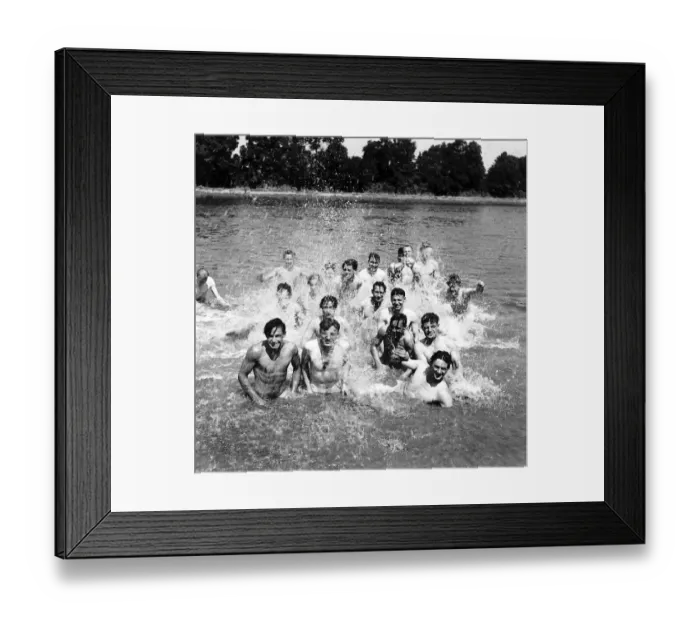 Framed Print : Paratroops from the US 6th Airborne Division enjoy a swim in a canal near the battlefront Framed Print : Paratroops from the US 6th Airborne Division enjoy a swim in a canal near the battlefront