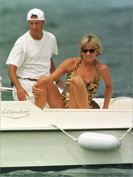 Diana, Princess of Wales on holiday in St Tropez in the South of France as the guest of