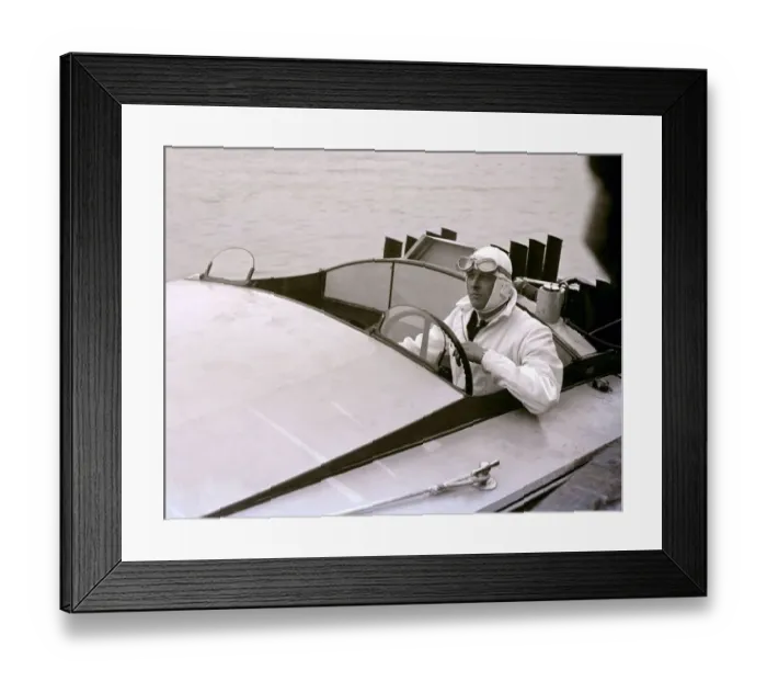 Framed Print : Sir Henry Segrave circa 1927 in his motor boat Miss England (On 29 March 1927 Framed Print : Sir Henry Segrave circa 1927 in his motor boat Miss England (On 29 March 1927