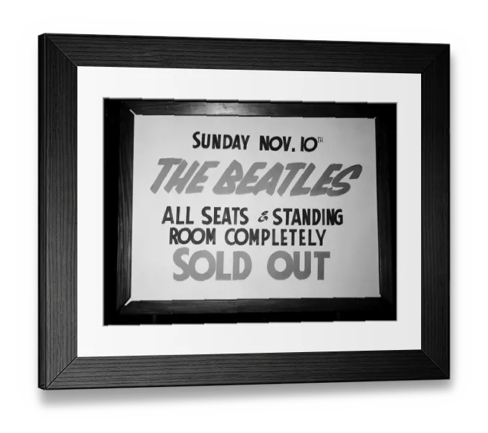 Framed Print : Beatles Files 1964 A sign showing Beatles concert sold out for November 10th 1964 Framed Print : Beatles Files 1964 A sign showing Beatles concert sold out for November 10th 1964