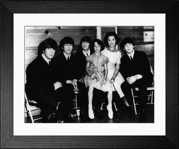 Framed Print : Beatles Pop Group In Their Dressing Room With Actress Shirley Temple August 1964
