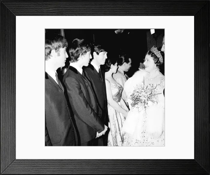 Framed Print : Queen Mother meets The Beatles at Royal Variety Performance at The Prince of Wales Framed Print : Queen Mother meets The Beatles at Royal Variety Performance at The Prince of Wales