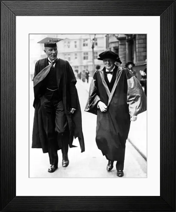 Framed Print : Winston Churchill with the warden of All Souls college, Oxford. 25th June 1925 Framed Print : Winston Churchill with the warden of All Souls college, Oxford. 25th June 1925