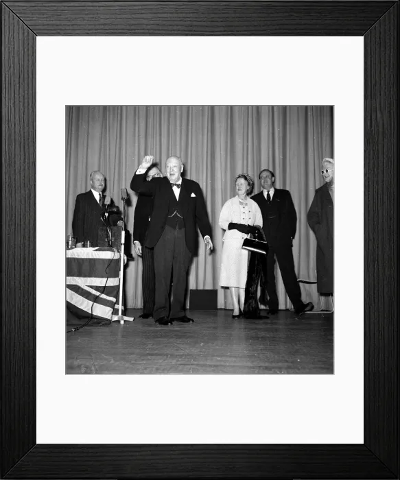 Framed Print : Former British Prime Minister and wartime leader Winston Churchill addressing