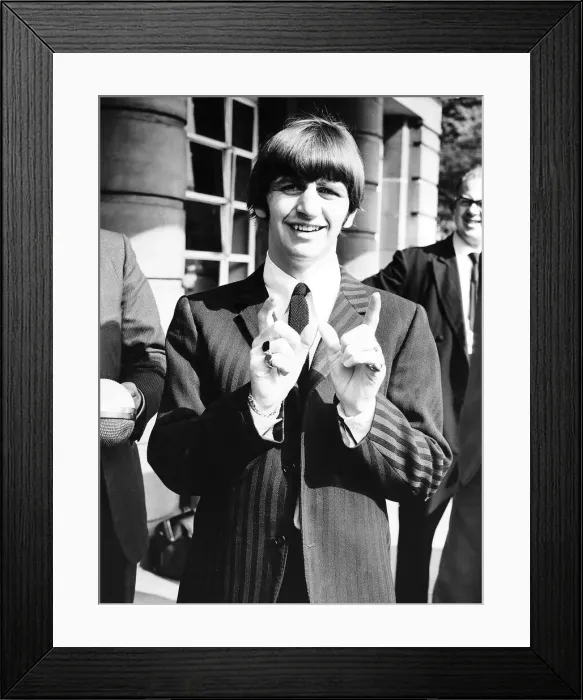Framed Print : Ringo Starr Drummer wih The Beatles outside Queen Charlotte Framed Print : Ringo Starr Drummer wih The Beatles outside Queen Charlotte