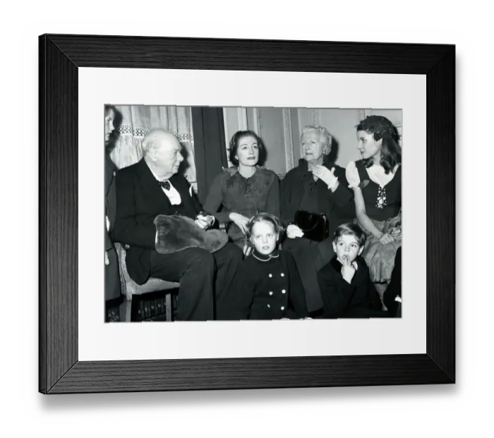 Framed Print : Grandpa Sir Winston-hand in muff-presides over a family group at London Framed Print : Grandpa Sir Winston-hand in muff-presides over a family group at London