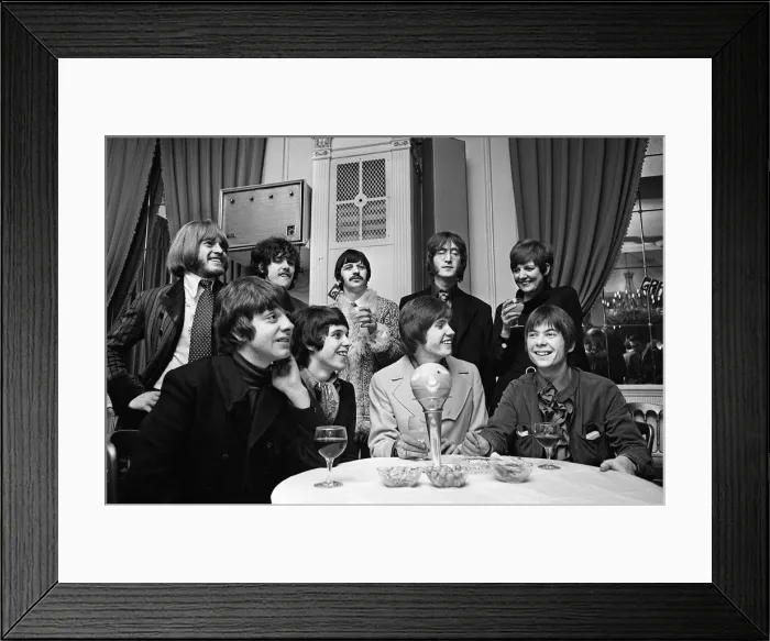 Framed Print : John Lennon and Ringo Starr with Cilla Black, Rolling Stone Brian Jones (far right Framed Print : John Lennon and Ringo Starr with Cilla Black, Rolling Stone Brian Jones (far right