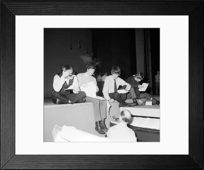 Framed Print : The Beatles running through a Flying Ballet routine with sketch director Joseph Framed Print : The Beatles running through a Flying Ballet routine with sketch director Joseph