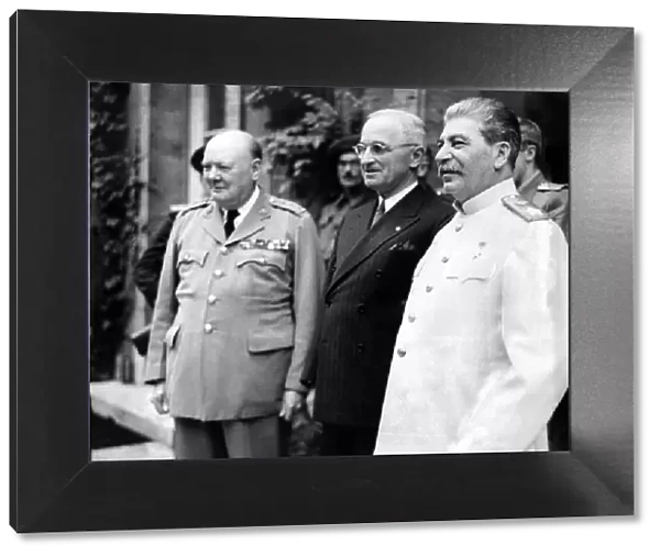Mr Churchill entertained President Truman and Generalissimi Stalin to a dinner party at