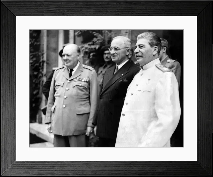 Framed Print : Mr Churchill entertained President Truman and Generalissimi Stalin to a dinner party Framed Print : Mr Churchill entertained President Truman and Generalissimi Stalin to a dinner party