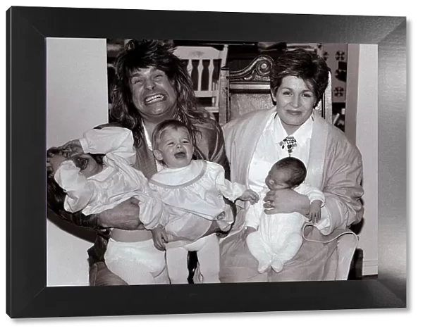 Ozzy and Sharon Osbourne with their screaming children l-r: Aimee aged 2