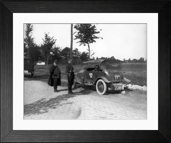 Framed Print : World War One. Cars captured by Germans the enemy donned the uniform of the belgian Framed Print : World War One. Cars captured by Germans the enemy donned the uniform of the belgian