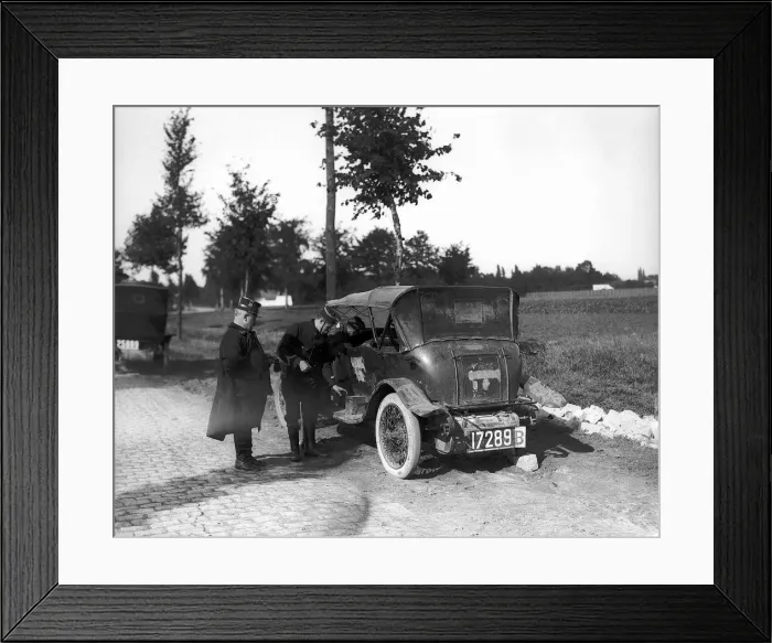 Framed Print : World War One. Cars captured by Germans the enemy donned the uniform of the belgian Framed Print : World War One. Cars captured by Germans the enemy donned the uniform of the belgian