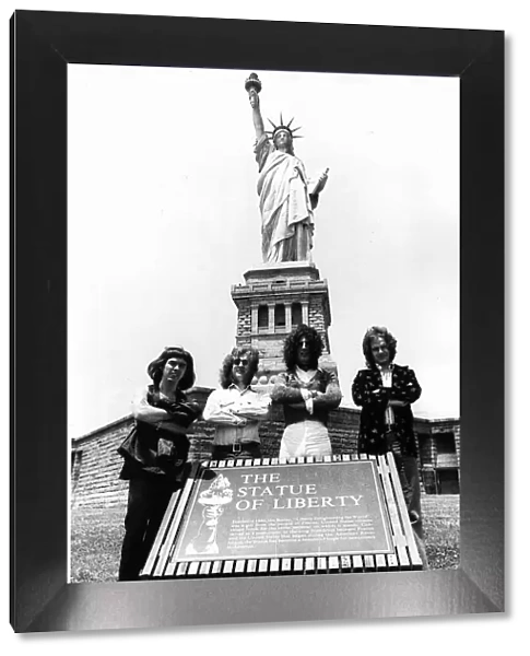 Slade pop group visit The Statue of Liberty 1975 Dave Hill Noddy Holder Don Powell