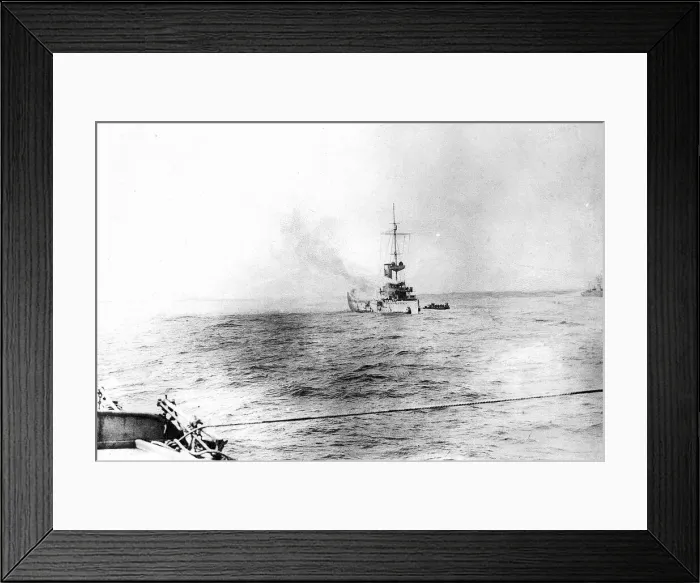 Framed Print : Ships The Mainz on fire during the Battle of Heligoland Bight which took place during Framed Print : Ships The Mainz on fire during the Battle of Heligoland Bight which took place during