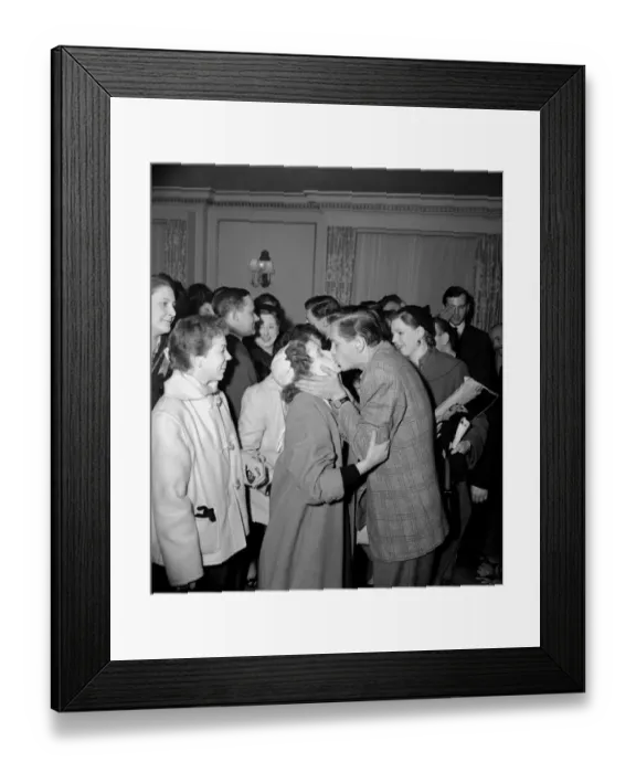 Framed Print : American singer Johnny Ray greeted by fans upon his arrival in England April 1955