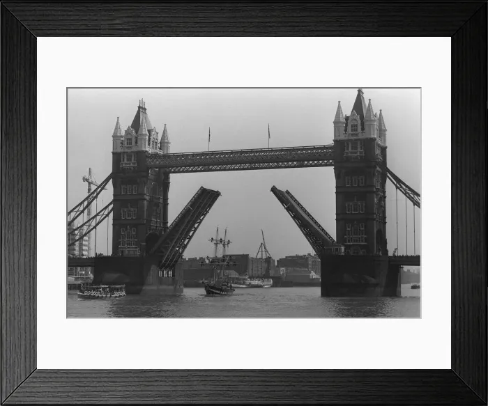 Framed Print : Sea Cadet training ship Royalist April 1972, sailing under Tower Bridge