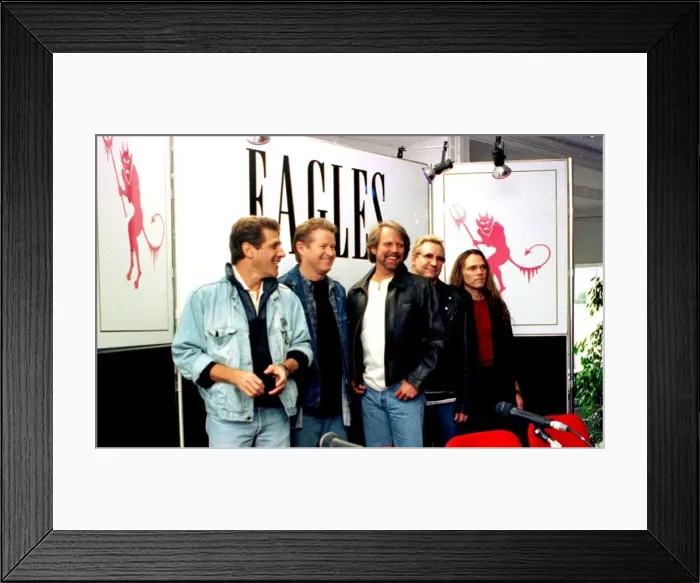 Framed Print : Eagles pop group in Dublin prior to European tour 1996 Framed Print : Eagles pop group in Dublin prior to European tour 1996