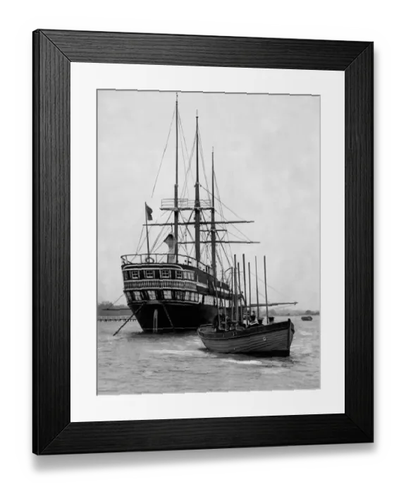 Framed Print : The Training ship Mercury former Royal Navy ship of the line. Lt C. B Framed Print : The Training ship Mercury former Royal Navy ship of the line. Lt C. B