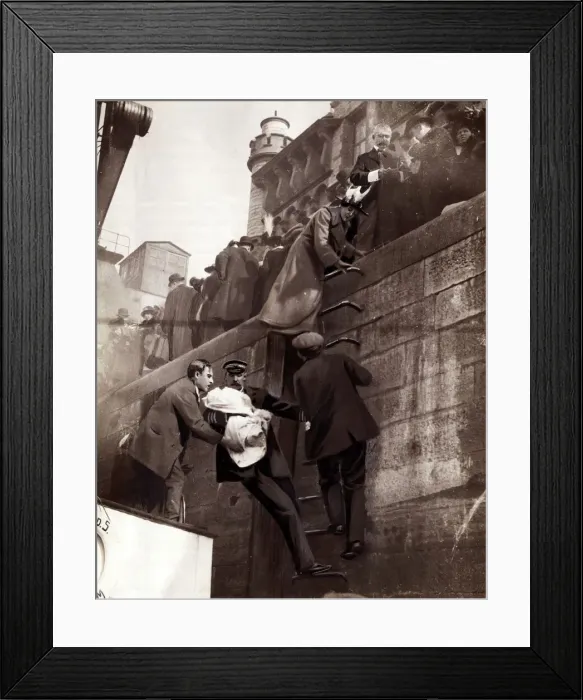 Framed Print : Antwerp on the morning the Germans entered. The scene on the quay as one of the last Framed Print : Antwerp on the morning the Germans entered. The scene on the quay as one of the last