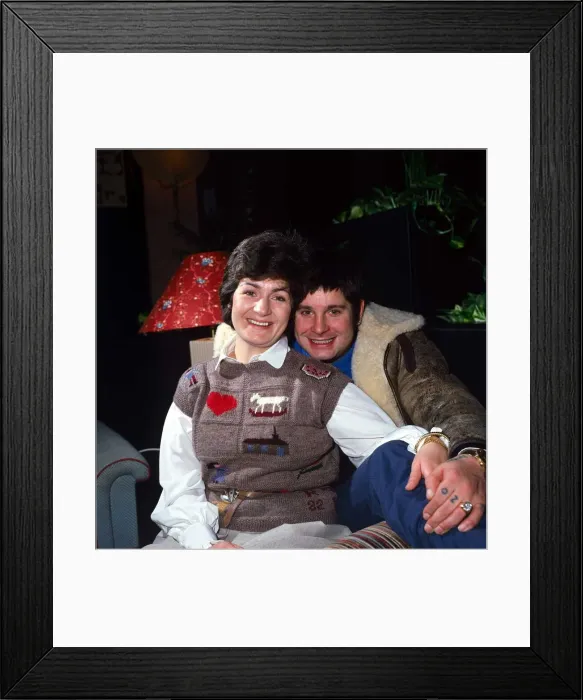 Framed Print : Ozzy Osbourne lead singer with Black Sabbath seen here with his wife Sharon