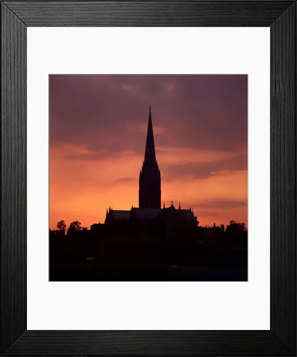 Framed Print : Sunset on Salisbury Cathedral August 1966