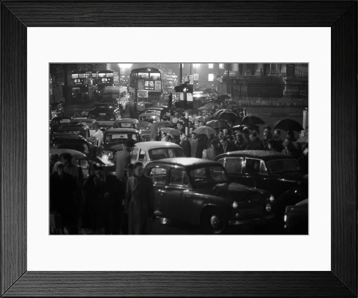 Framed Print : Scenes during the One day rail Strike - February 1960 Traffic builds up Framed Print : Scenes during the One day rail Strike - February 1960 Traffic builds up