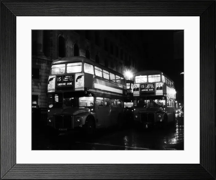 Framed Print : Londons Routemaster buses seen here in the Strand, circa 1952 Framed Print : Londons Routemaster buses seen here in the Strand, circa 1952