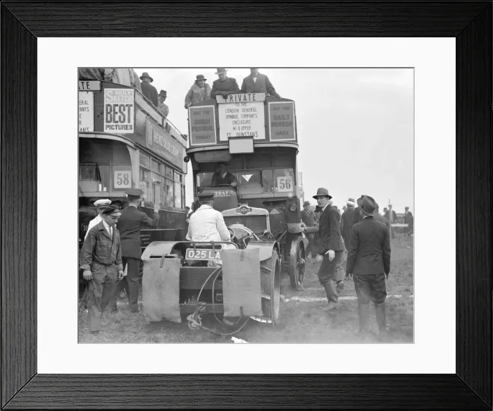 Framed Print : Epson Races Transport Double Decker Bus Circa 1935 A transfer bus at the Epsom