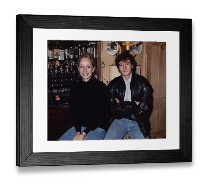 Framed Print : Nigel Havers actor with Polly Bloomfield January 1989