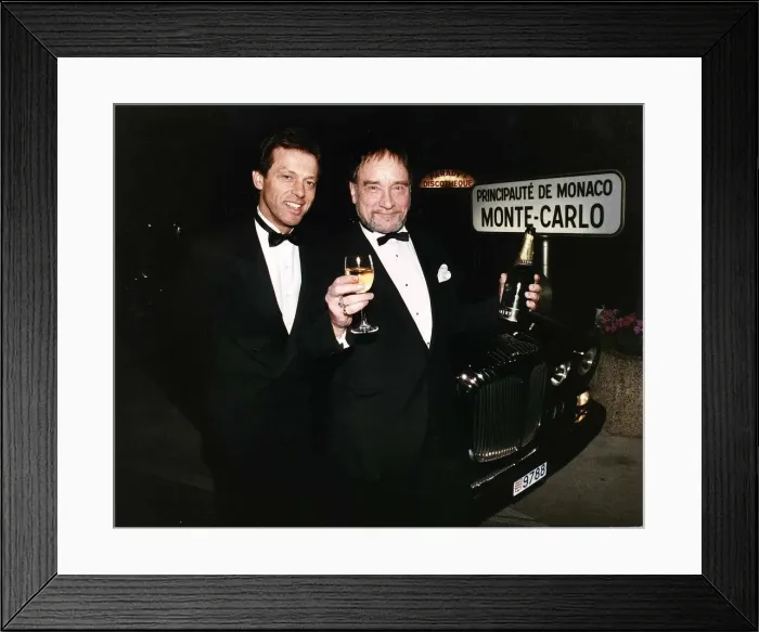 Framed Print : Don Henderson actor right with Leslie Gratham actor March 1989 Framed Print : Don Henderson actor right with Leslie Gratham actor March 1989