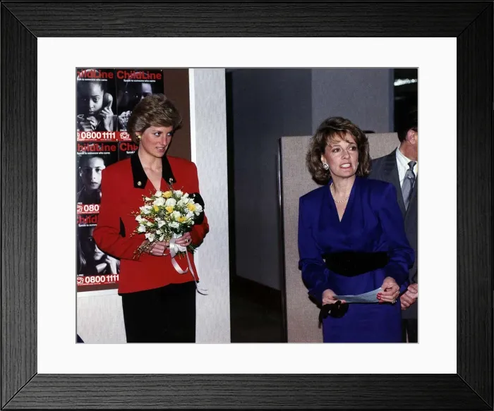 Framed Print : Princess Diana, the Princess Of Wales arrives to open the Childline Headquarters in Framed Print : Princess Diana, the Princess Of Wales arrives to open the Childline Headquarters in