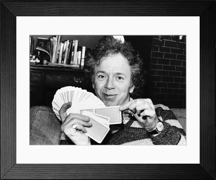 Framed Print : Ray Brooks April 1987 Actor at his home in Kew playing cards