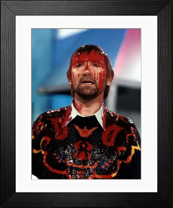 Framed Print : Noel Edmonds TV Presenter is slimed as part of the resolution of his roadshow