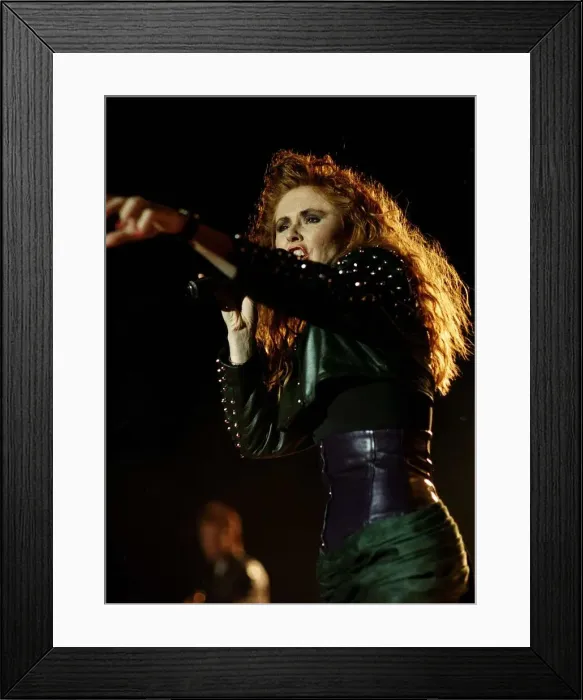Framed Print : Carol Decker Singer from the pop group TPau singing on stage Framed Print : Carol Decker Singer from the pop group TPau singing on stage