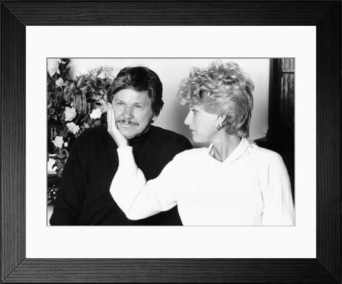 Framed Print : Charles Bronson actor with his actress wife Jill Ireland April 1984 Framed Print : Charles Bronson actor with his actress wife Jill Ireland April 1984