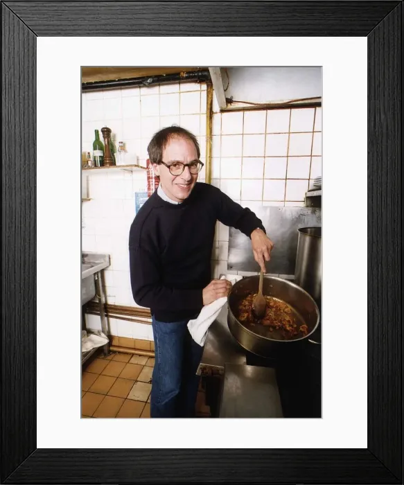 Framed Print : Lloyd Grossman TV Presenter of Master Chef in his own kitchen trying out his own cooking Framed Print : Lloyd Grossman TV Presenter of Master Chef in his own kitchen trying out his own cooking