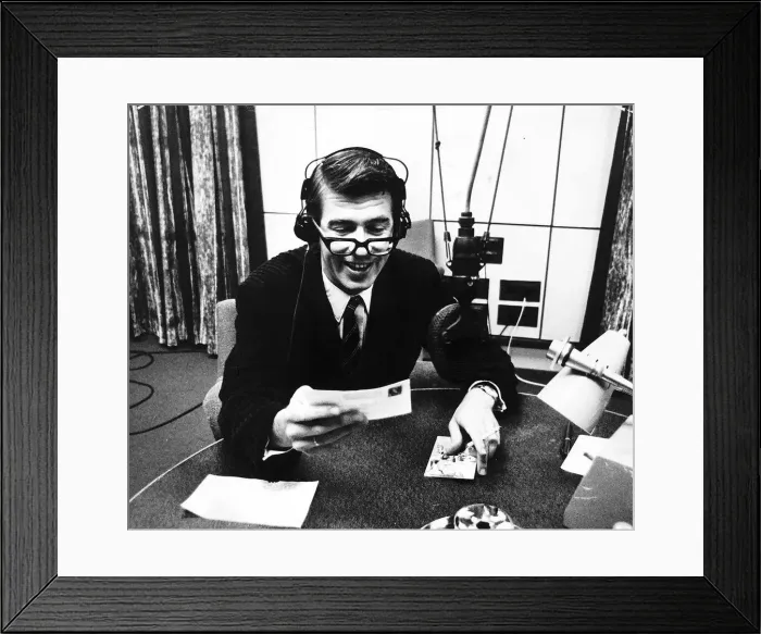 Framed Print : Leslie Crowther actor & TV presenter and Radio Broadcaster broadcasting the second Framed Print : Leslie Crowther actor & TV presenter and Radio Broadcaster broadcasting the second