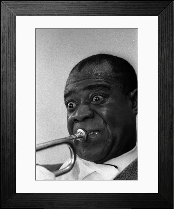 Framed Print : Louis Armstrong Jazz Musician - May 1956 during his first concert in Great