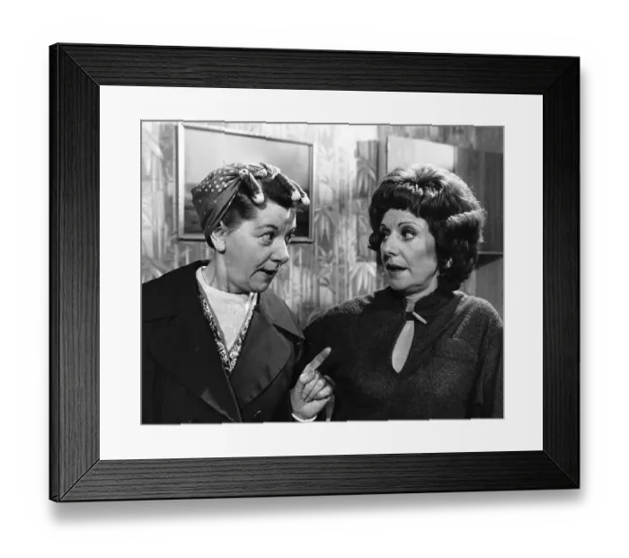 Framed Print : Barbara Knox actress with Jean Alexander - January 1981 Framed Print : Barbara Knox actress with Jean Alexander - January 1981