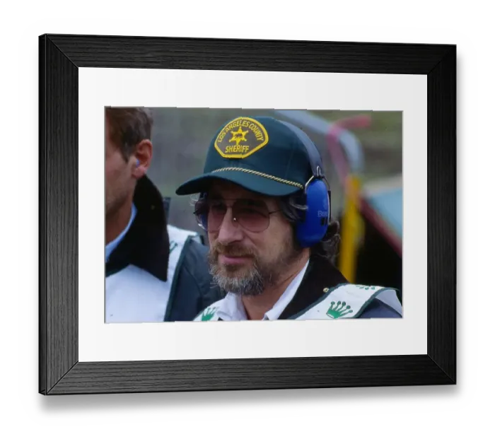 Framed Print : Steven Spielberg Cancer Research shoot Gleneagles 1997 baseball cap ear protectors Framed Print : Steven Spielberg Cancer Research shoot Gleneagles 1997 baseball cap ear protectors