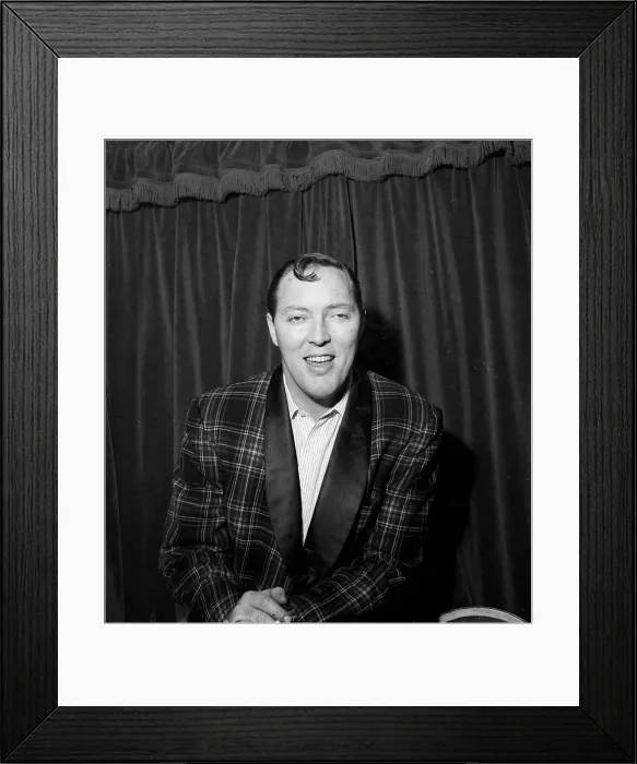 Framed Print : Bill Haley rock and roll singer on his first visit to England 1957 which was