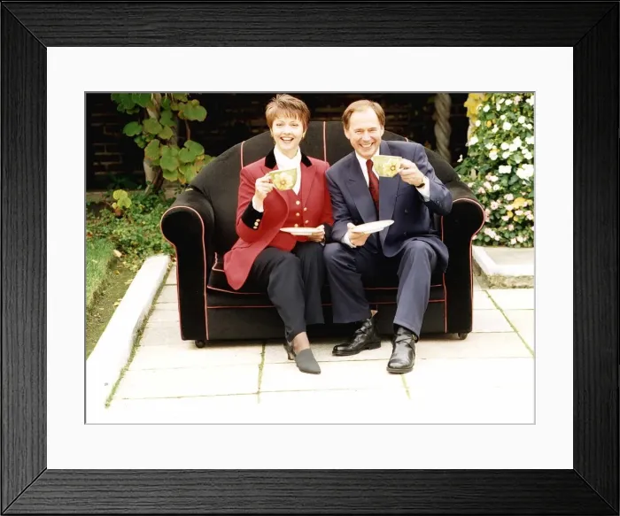 Framed Print : Nick Owen TV Presenter with co presenter Anne Diamond of television programme Good Framed Print : Nick Owen TV Presenter with co presenter Anne Diamond of television programme Good