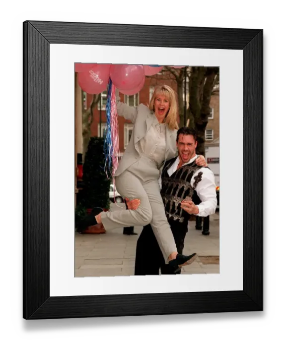 Framed Print : Ulrika Jonsson TV Presenter with Gladiators Trojan Framed Print : Ulrika Jonsson TV Presenter with Gladiators Trojan