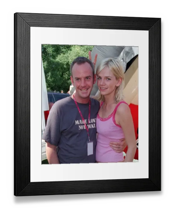 Framed Print : Zoe Ball July 1999 Radio One Roadshow Scotland disc jockey with her boyfriend