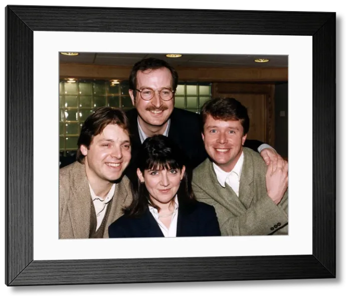 Framed Print : Mark Goodier Emma Freud Steve Wright and Nicky Campbell all DJs fot the New Look Radio Framed Print : Mark Goodier Emma Freud Steve Wright and Nicky Campbell all DJs fot the New Look Radio