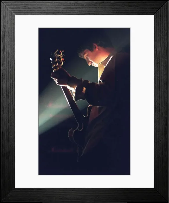 Framed Print : Oasis concert Aberdeen September 1997 Noel Gallagher on stage at Exhibition