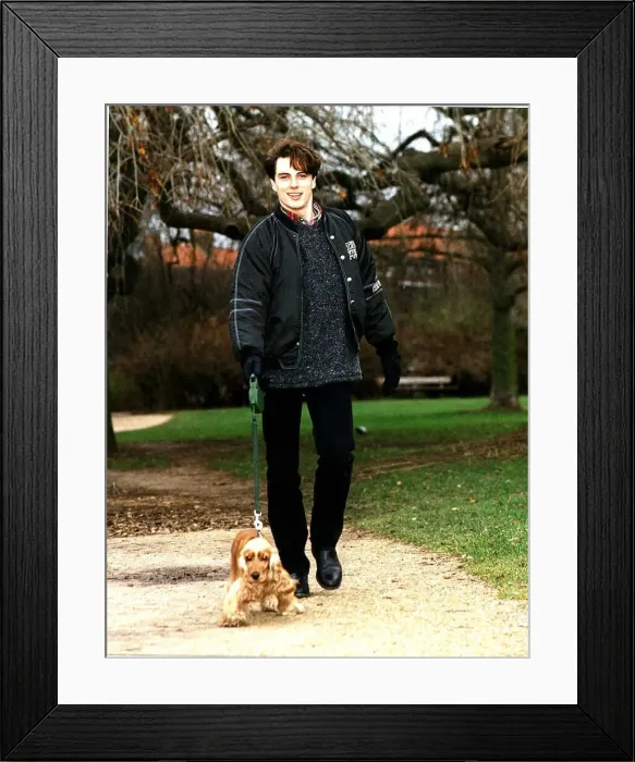 Framed Print : John Barrowman TV Presenter with his dog Miss Money Penny Framed Print : John Barrowman TV Presenter with his dog Miss Money Penny