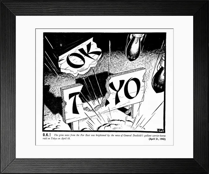 Framed Print : O. K. !'The grim news from the Far East was brightened by the news of Framed Print : O. K. !'The grim news from the Far East was brightened by the news of